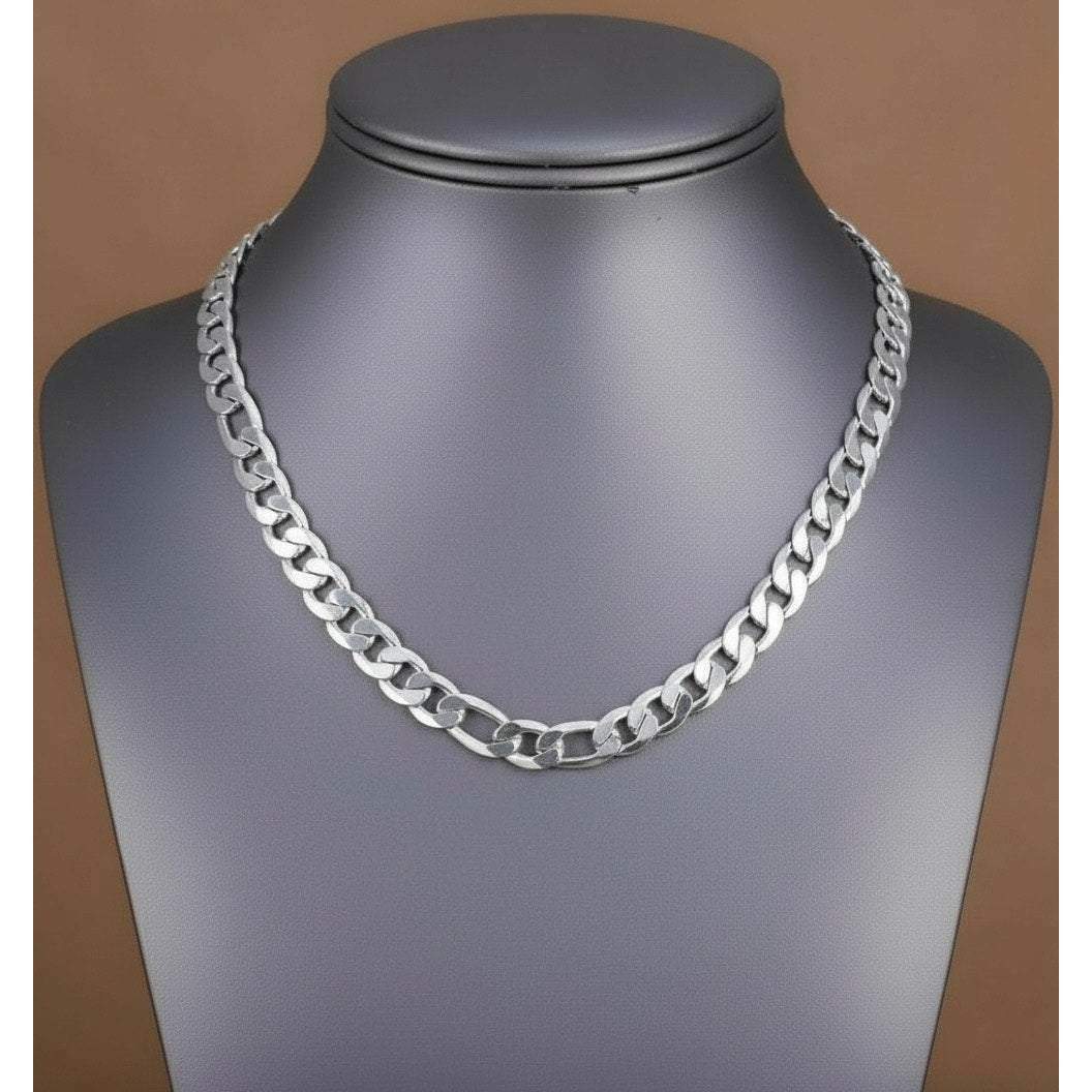 12MM Figaro 925 Sterling Silver 28” Necklace unisex Heavy