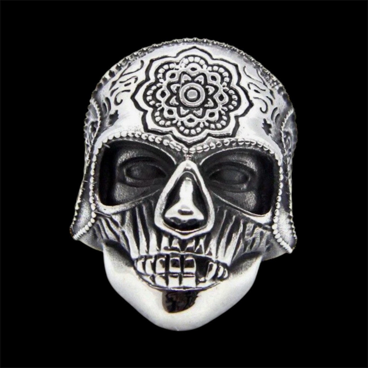 316L Stainless Steel SZ.11 Heavy Sugar Men Skull Ring 2” Santa Muerte