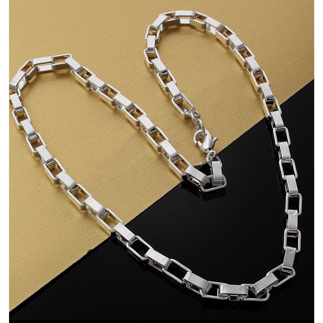 925 Sterling Silver box Chain 925 Bracelets 8” Necklace 20” Jewelry set Unisex