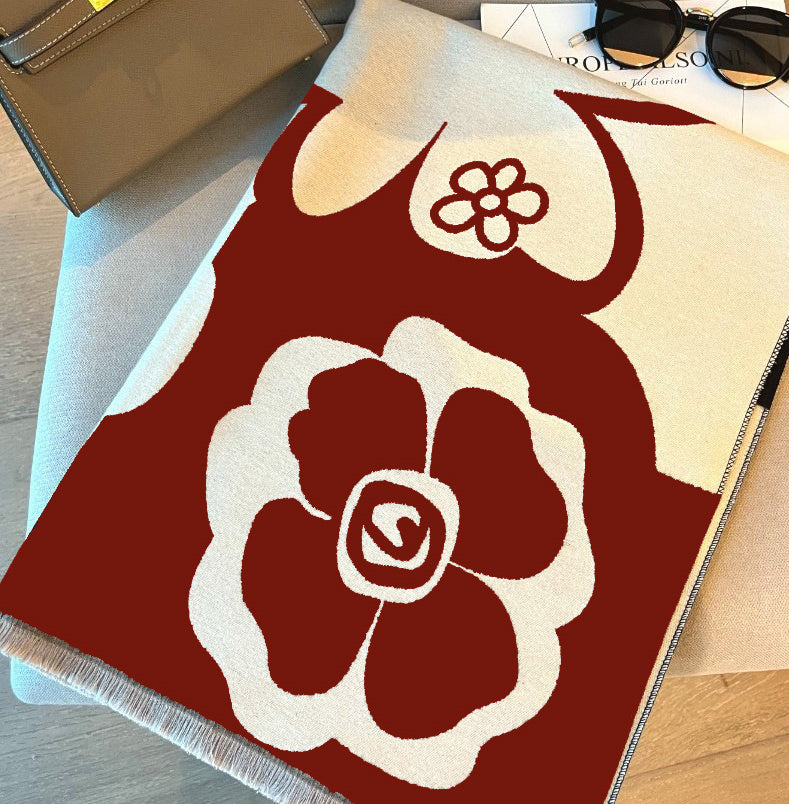 Air-conditioned Room Spring And Summer High-grade Versatile Black And White Scarf Warm Dress