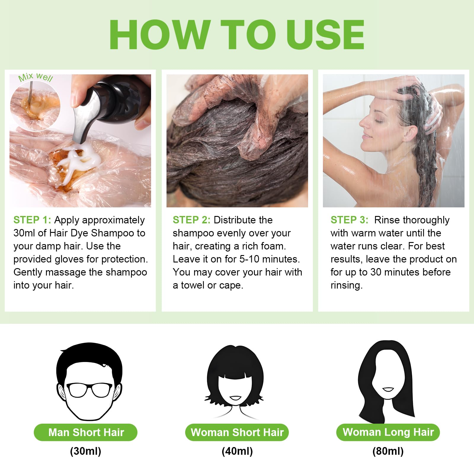 Instant Hair Dye Shampoo Dark Coffee, 500ml Color for Gray Coverage, Nature Herbal 3 in 1 for Men and Women, Long Lasting 16.9 Fl Oz