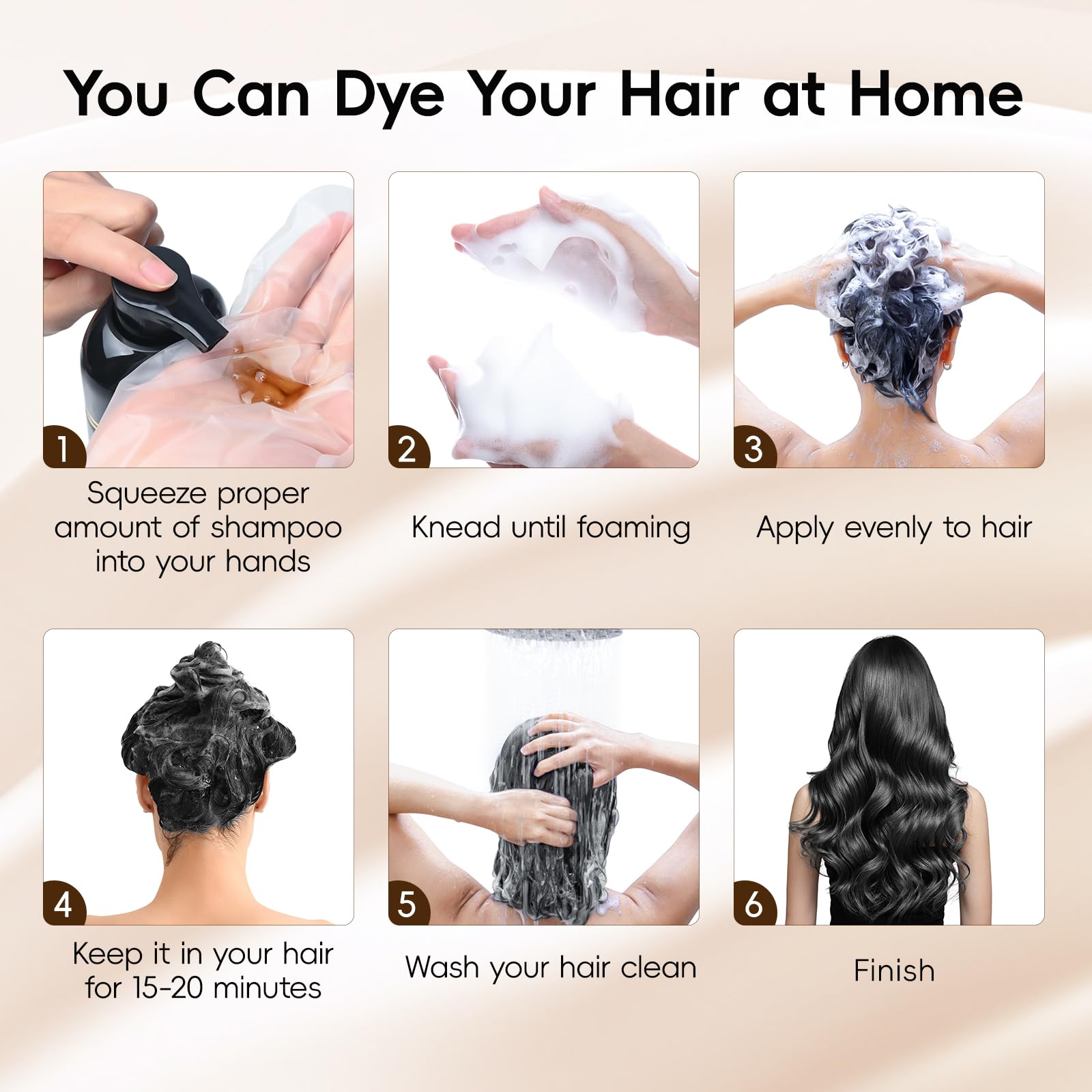 IIIMEIDU Black Hair Dye Shampoo 3 in 1, Natural Hair Dye Semi Permanent Hair Color, Gray Hair Cover Up, Ginger Essence shampoo for Color Treated Hair for Women and Men (500ml) 1