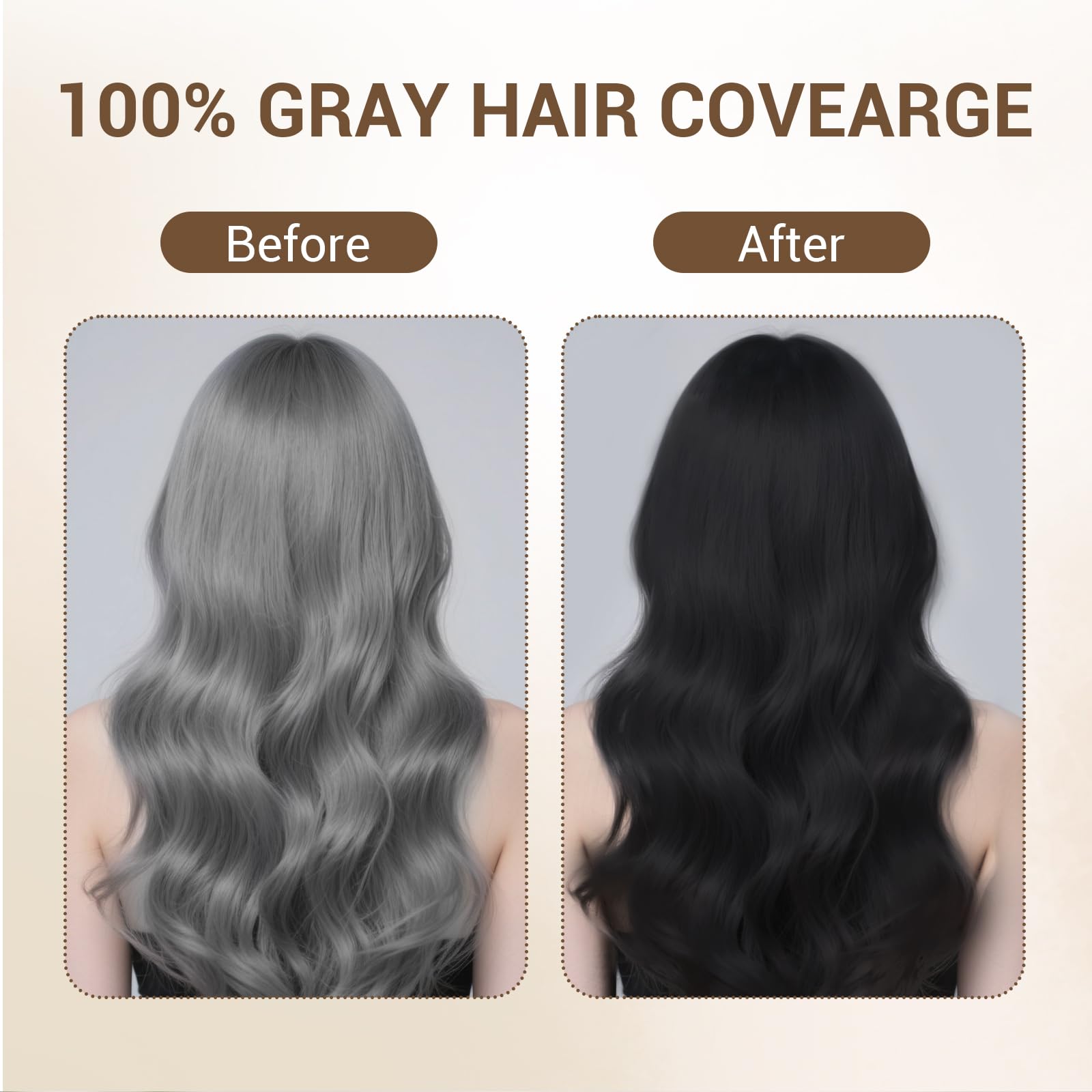 Farndu Black Hair Dye Shampoo for Women & Men, Gray Hair Coverage, 3-in-1 Hair Color Shampoo