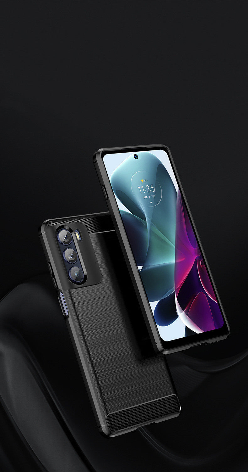 For Moto G20 Phone Case Brushed Carbon Fiber Protective Cover