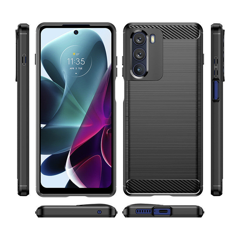 For Moto G20 Phone Case Brushed Carbon Fiber Protective Cover