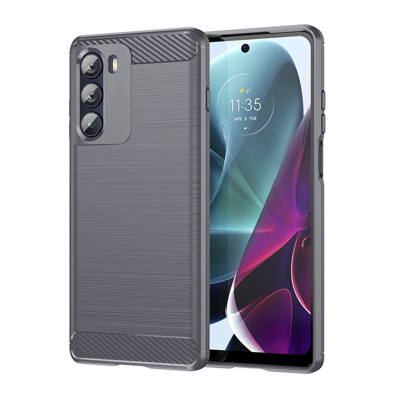For Moto G20 Phone Case Brushed Carbon Fiber Protective Cover