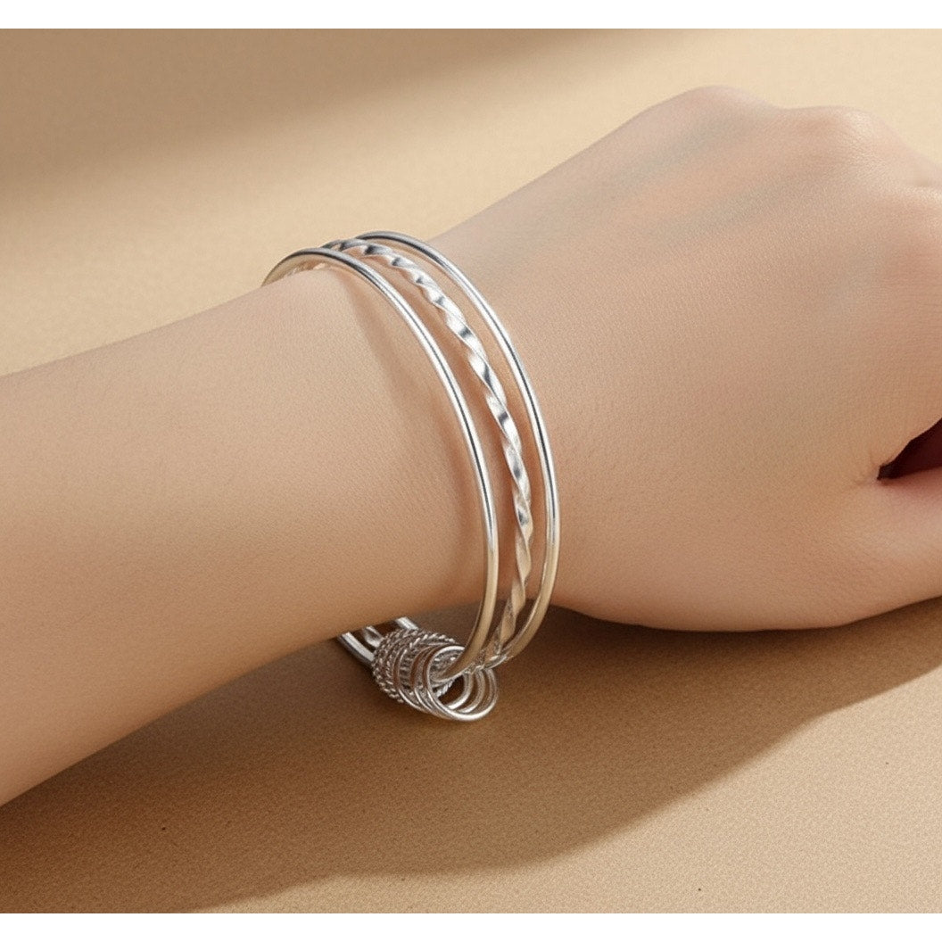 Wide Open Filigree Cuff Bangle, Silver-Tone Scroll Cutout, Adjustable fit 6-8”