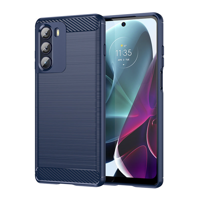 For Moto G20 Phone Case Brushed Carbon Fiber Protective Cover