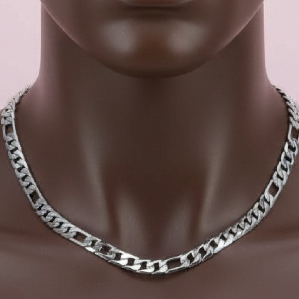 12MM Figaro Set 925 Sterling Silver 28” Necklace 7” Bracelet unisex Heavy