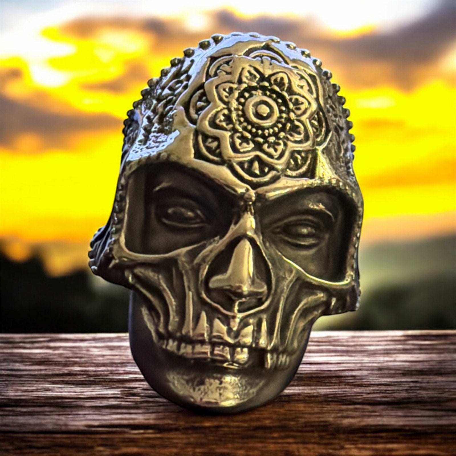 316L Stainless Steel SZ.11 Heavy Sugar Men Skull Ring 2” Santa Muerte